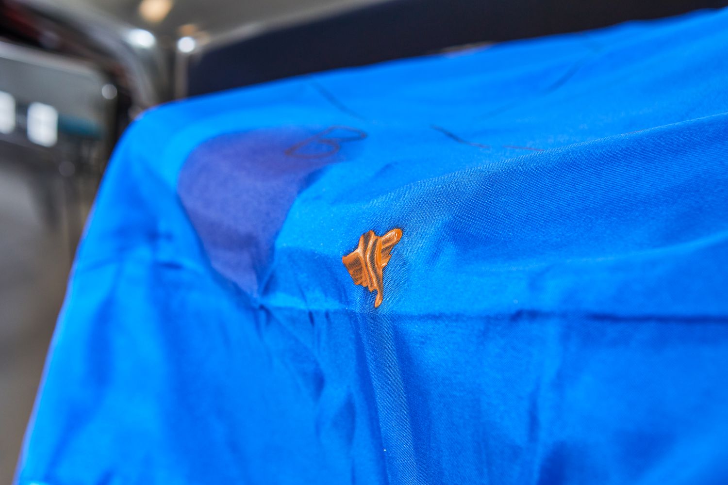 Closeup of stains on the Decolure Satin Sheet Set during test 