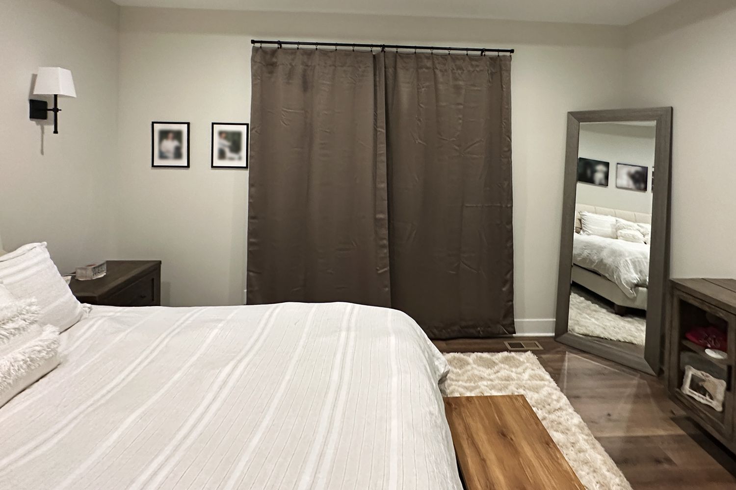 The Sun Zero Oslo Blackout Curtains completely closed over a window.