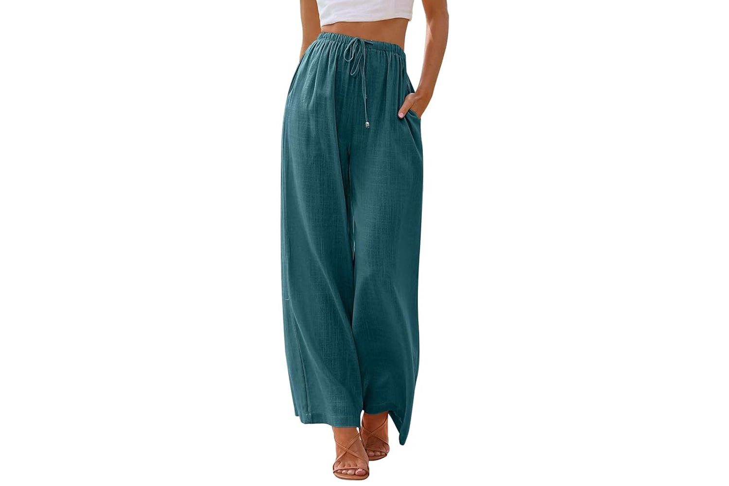 LILLUSORY Women's Linen Summer Palazzo Pants