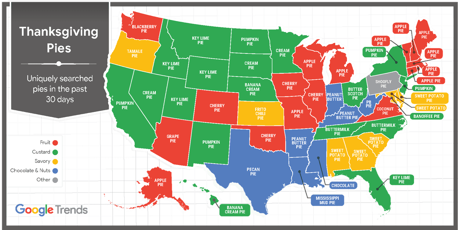 Google Trends Uniquely Searched Thanksgiving Pies